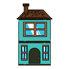 Two floors house icon over white background, colorful design. vector illustration