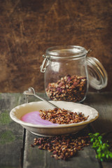 Breakfast granola with yogurt
