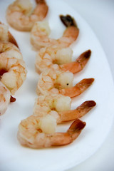 seafood. shrimp on a plate.