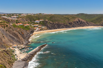 Delightful beach of Arrifana, for surfing in Portugal.