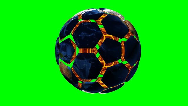 Soccer ball in the form of a planet in space,, maps and textures provided by NASA,