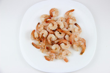 seafood. shrimp on a plate.