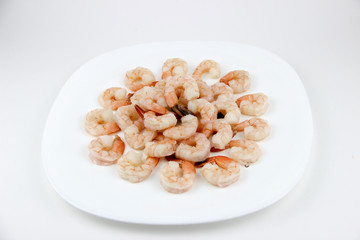 seafood. shrimp on a plate.