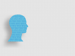Set of numbers in human head model represent of design thinking, innovation and investment banking. Technology background. Vector illustration