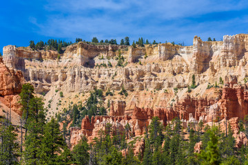 Fototapeta na wymiar Bryce Canyon National Park - Hiking on the Queens Garden Trail and Najavo Loop into the canyon, Utah, USA.