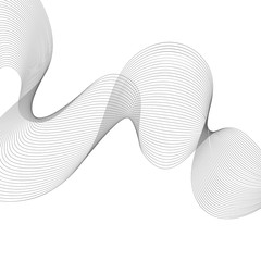 Abstract wave element for design. Stylized line art background. Vector illustration. Curved wavy line, smooth stripes.