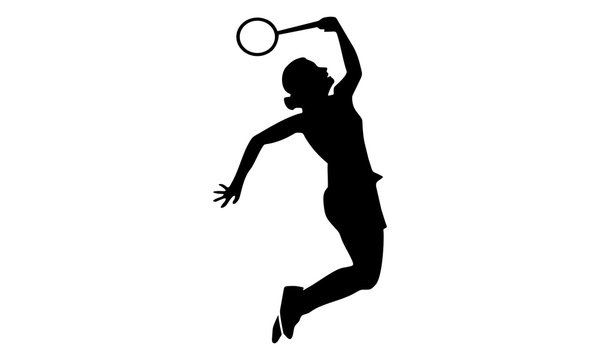 vector image of the female badminton silhouette