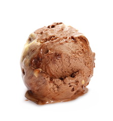Chocolate ice cream ball isolated on white background