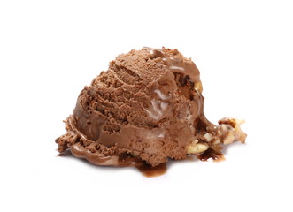 Chocolate ice cream ball isolated on white background