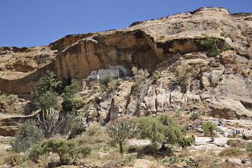 View of the partially stone-hewn church of Petros We Paulos (Petros Teftsame Semaet) in the Tigray...