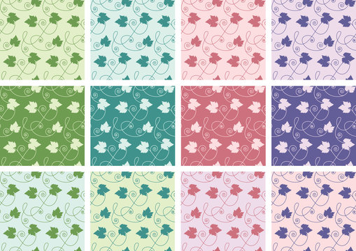 Seamless Pattern Branches With Leaves
