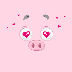 In Love Piggy Illustration
