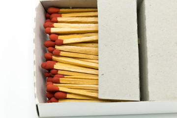 Matchbox with red head isolated on a white background