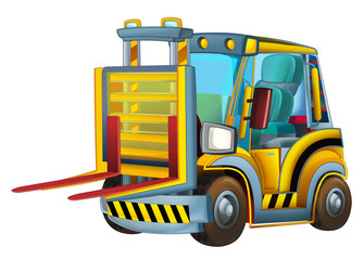 Naklejka premium cartoon scene with forklift on white background - illustration for children