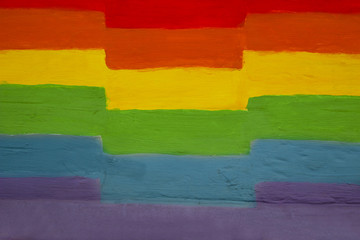 Abstract Rainbow Background.Rainbow Flag Painting On The Wall.  Rainbow On The Wall.
