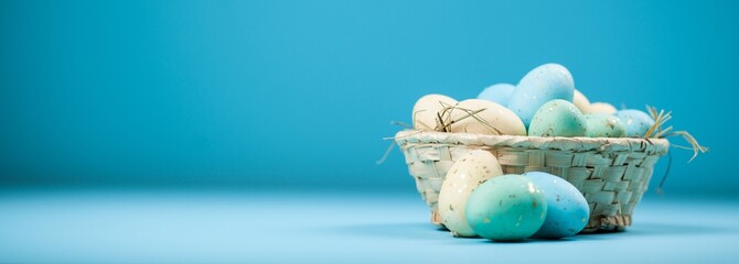 Easter eggs on blue background