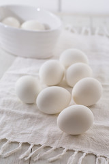 White eggs on a towel
