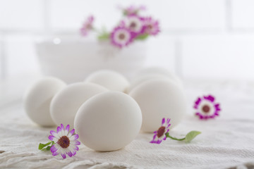 eggs with spring flowers