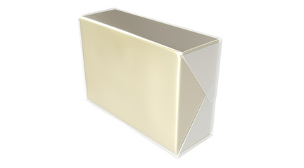 Obraz premium 3D realistic render of isolated plastic transparent wrap box with shadow,(butter, spread, soap mock up) on white background.