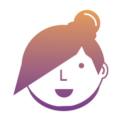 Cartoon woman face icon over white background colorful design. vector illustration