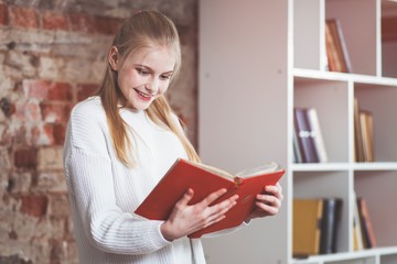 Teenage girl in a library