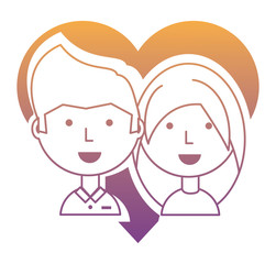 Heart with in love couple over white background, colorful design. vector illustration