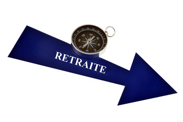 Flèche et boussole indiquant la direction de la retraite 