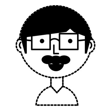 Cartoon man with glasses icon over white background vector illustration