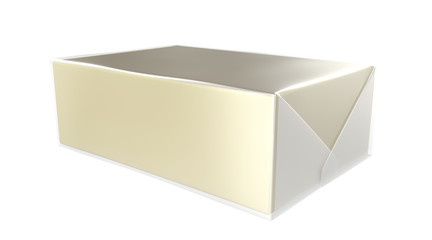 3D realistic render of isolated plastic transparent wrap box with shadow,(butter, spread, soap mock up) on white background.