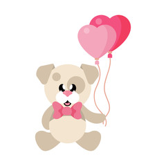 cartoon cute dog sitting with tie and lovely balloons