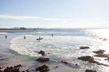 surfers in byron bay, Australia