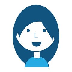 Cartoon girl icon over white background, blue shading design.  vector illustration