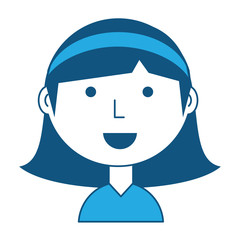 Obraz na płótnie Canvas Cartoon girl icon over white background, blue shading design. vector illustration
