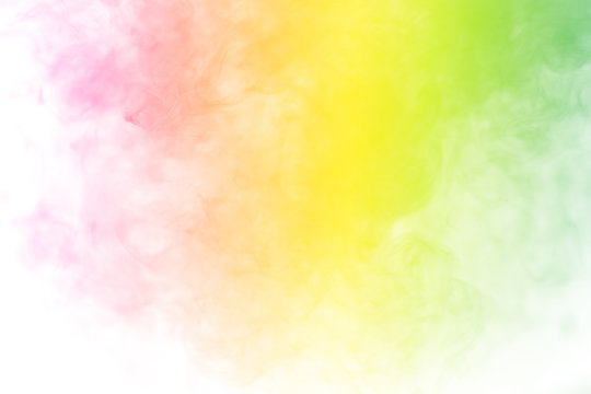 Abstract multicolored smoke on white background. Abstract bright colorful smoke on background. Color clouds.