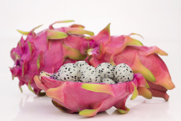 Dragon fruit balls in white background