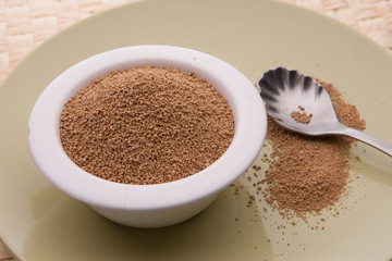 Bowl full of Sucanat sugar.