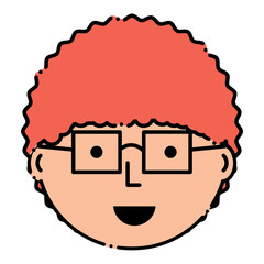 Cartoon man with glasses icon over white background colorful design vector illustration