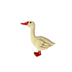 Plasticine goose duck  cartoon character  sculpture 3D rendering isolated on white background