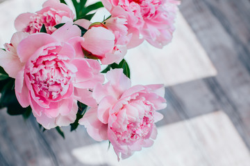 Bouquet of pink peony background