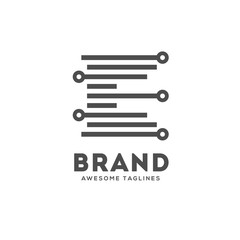 Letter E lines logo vector,  Technology Smart logo, computer and data related business, letter E hi-tech and innovative, electronic letter E logo