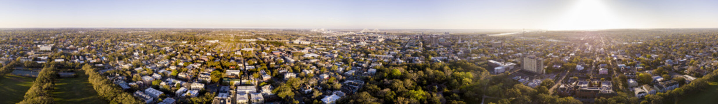 360 degree aerial seamless panorama of Savannah, Georgia.