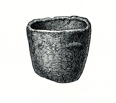 Clay cup from prehistoric stilt-house settlement (from Meyers Lexikon, 1896, 13/754/755)