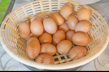 Eggs in the cream basket for eat