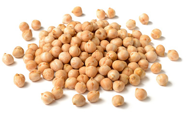 uncooked chickpea isolated on white