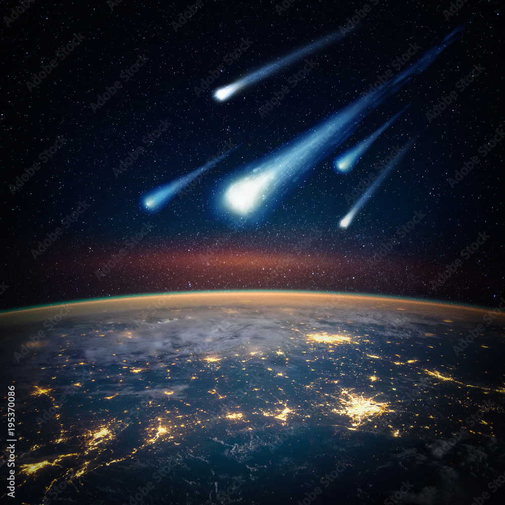 Canvas Prints falling meteorite, asteroid, comet on earth. elements of this image furnished by nasa.