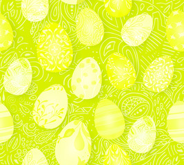 Happy Easter. Seamless Easter eggs pattern with different texture. 3d render realistic vector illustration. Spring holiday design.