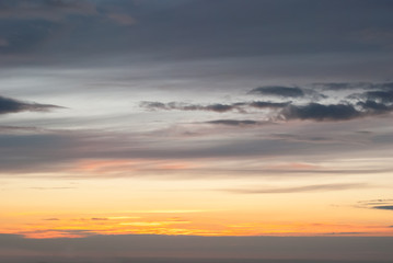 Fototapeta na wymiar Gray and orange clouds at sunset