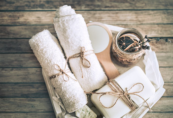 Spa still life on a wooden background