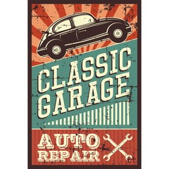 Vector illustration with the image of an old classic car, design logos, posters, banners, signage.