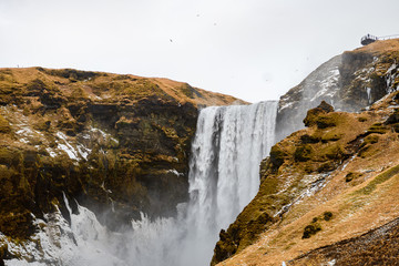 beautiful view of skogafoss waterfall, iceland